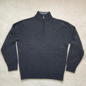 Jos. A. Bank Men's Charcoal Gray Cable Knitted Half-Zip Sweater